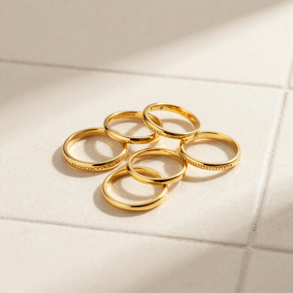 Stackable Textured Vermeil Rings Assortment