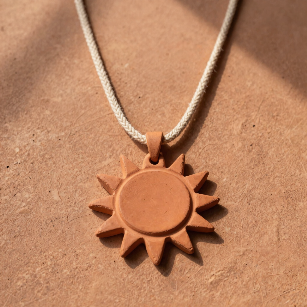 Terracotta Sun Pendant Necklace