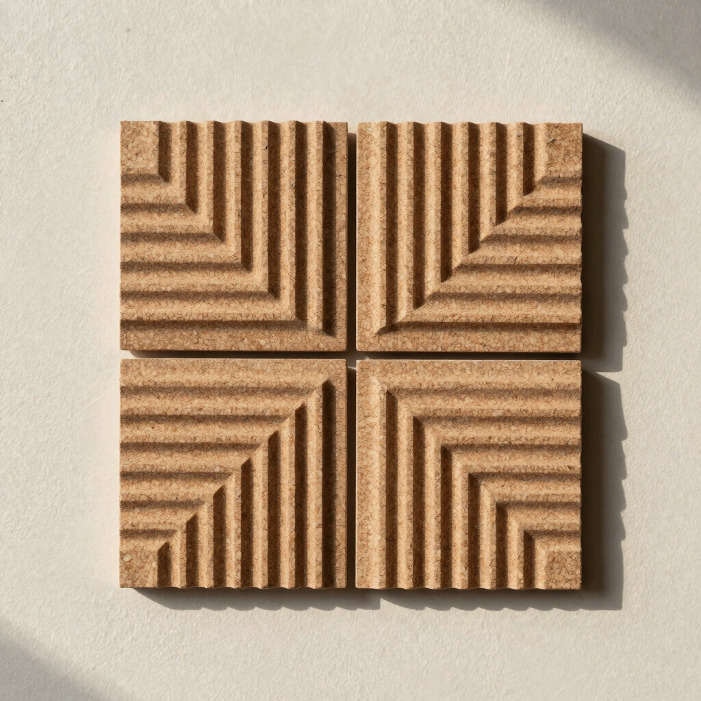 Fluted Cork Geometric Tiles