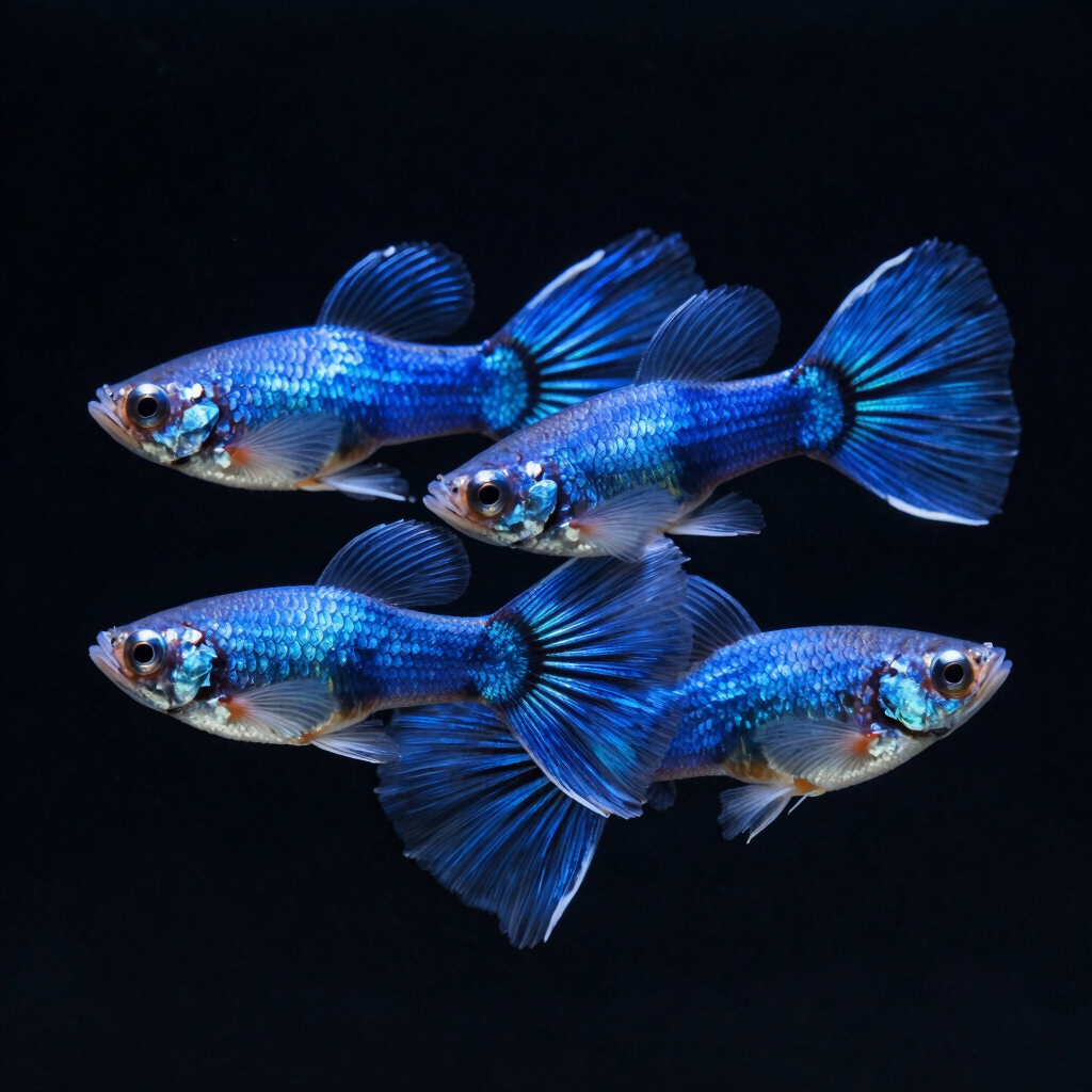 Blue Dragon Guppy Trio