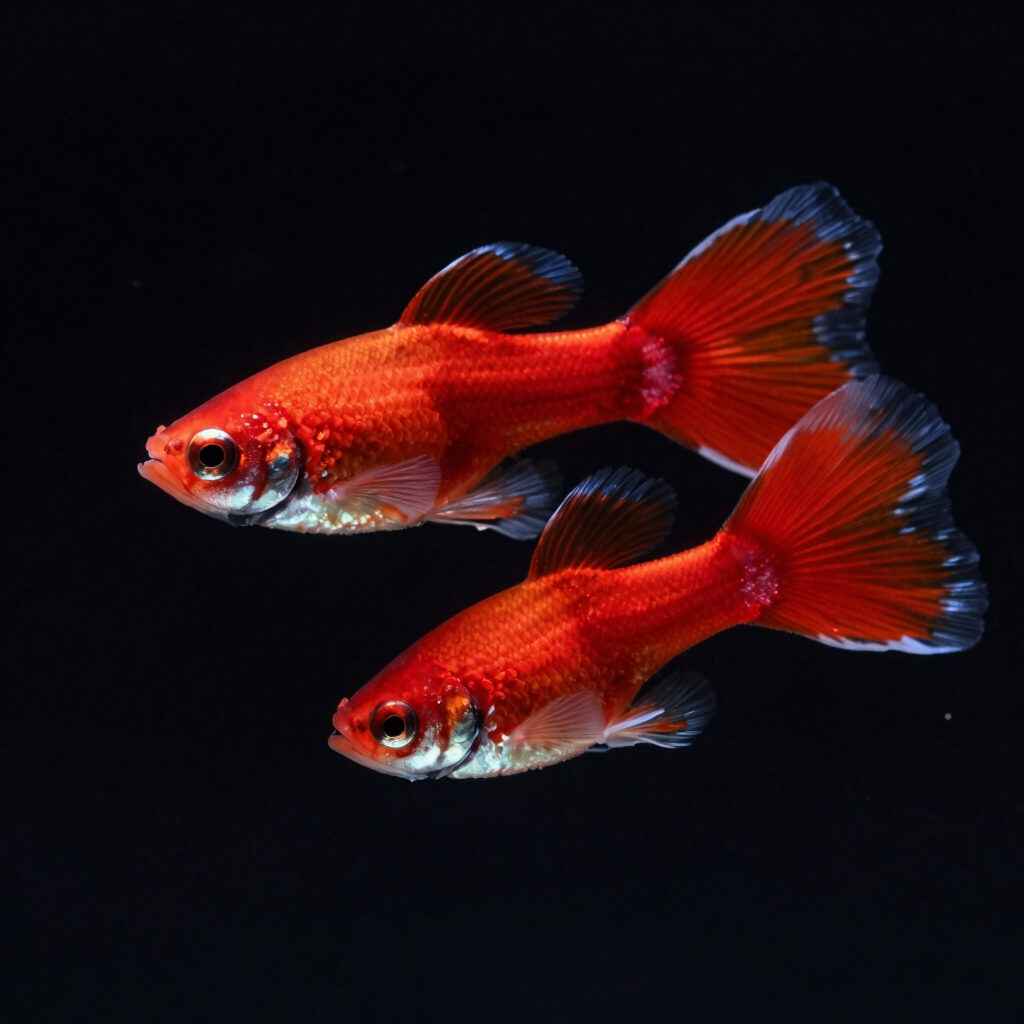 Albino Full Red Guppy Pair