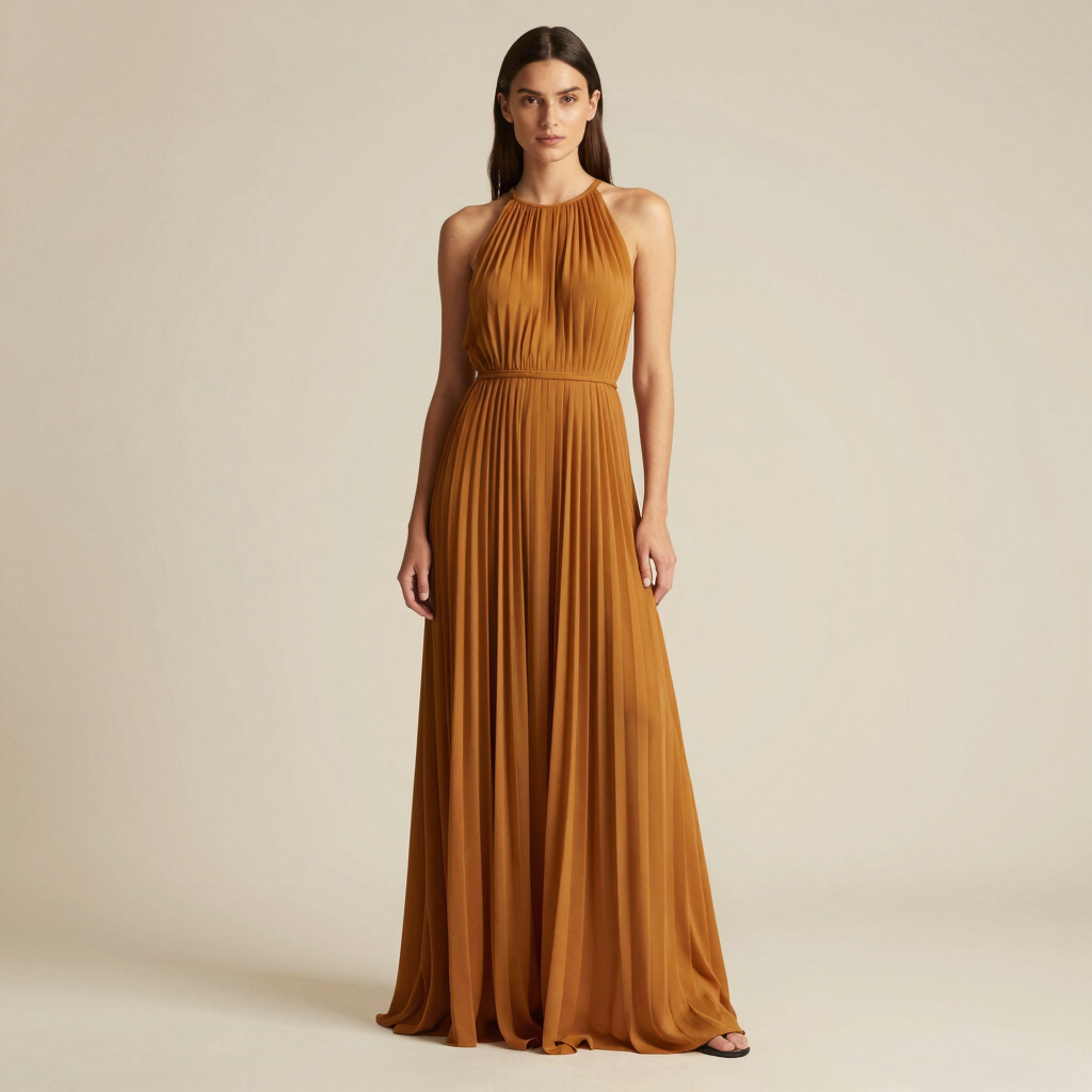 Rhea Pleated Georgette Maxi Dress
