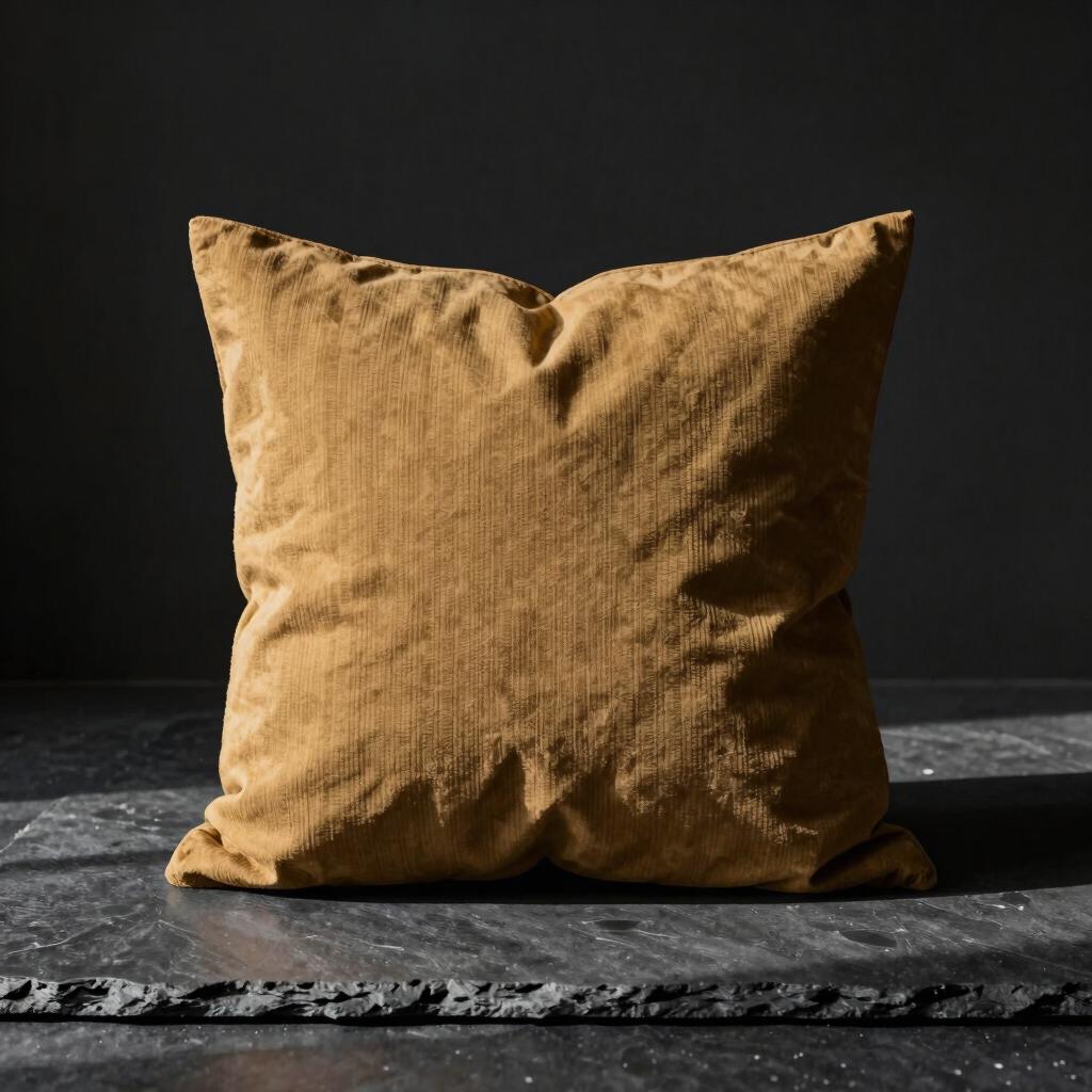 Heavy-Weight Ribbed Ochre Pillow