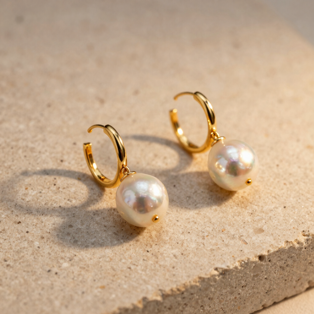 Opaline Freshwater Pearl Hoops