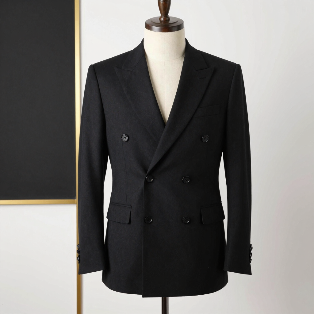 Noir Tailored Double-Breasted Blazer