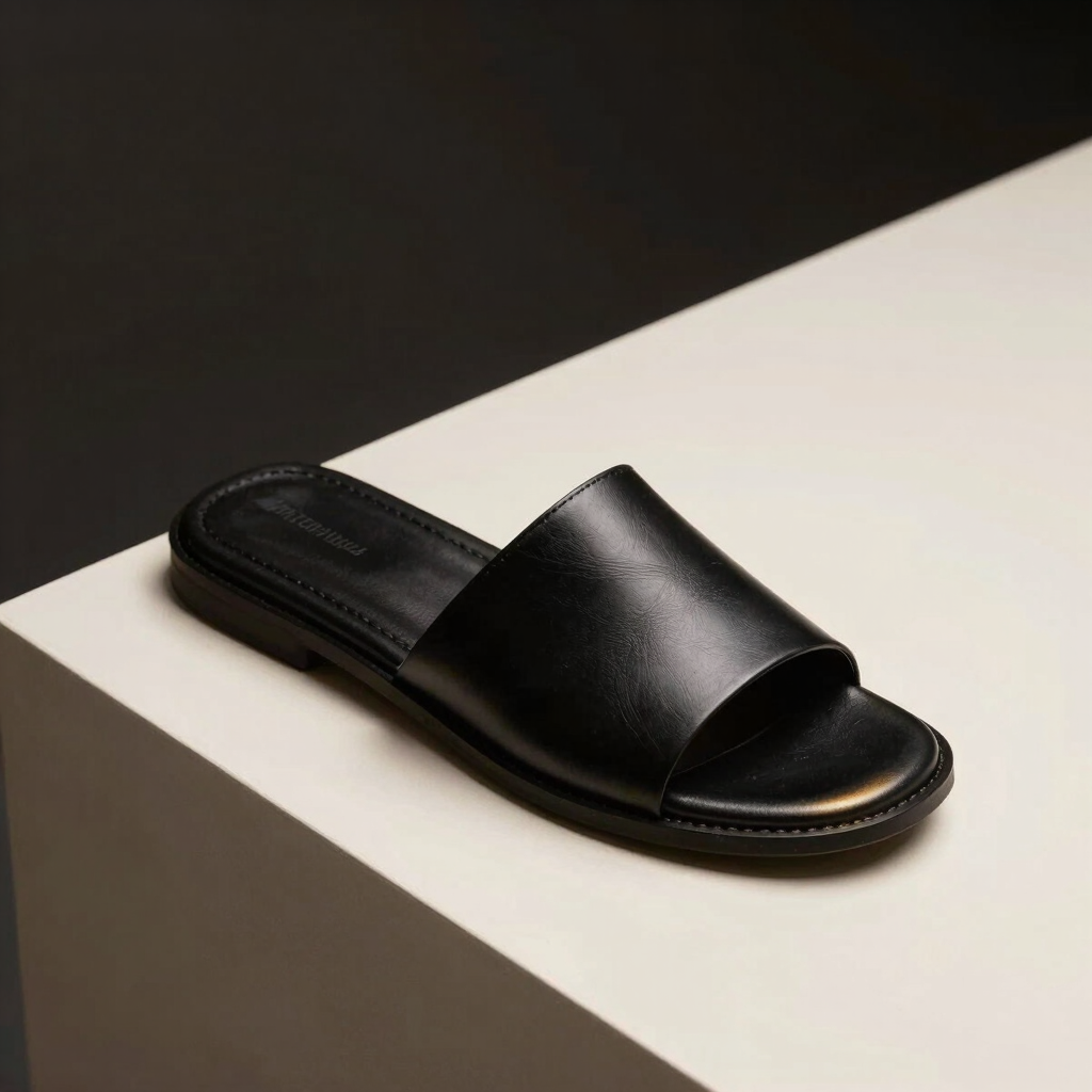 Minimalist Leather Slide Slippers