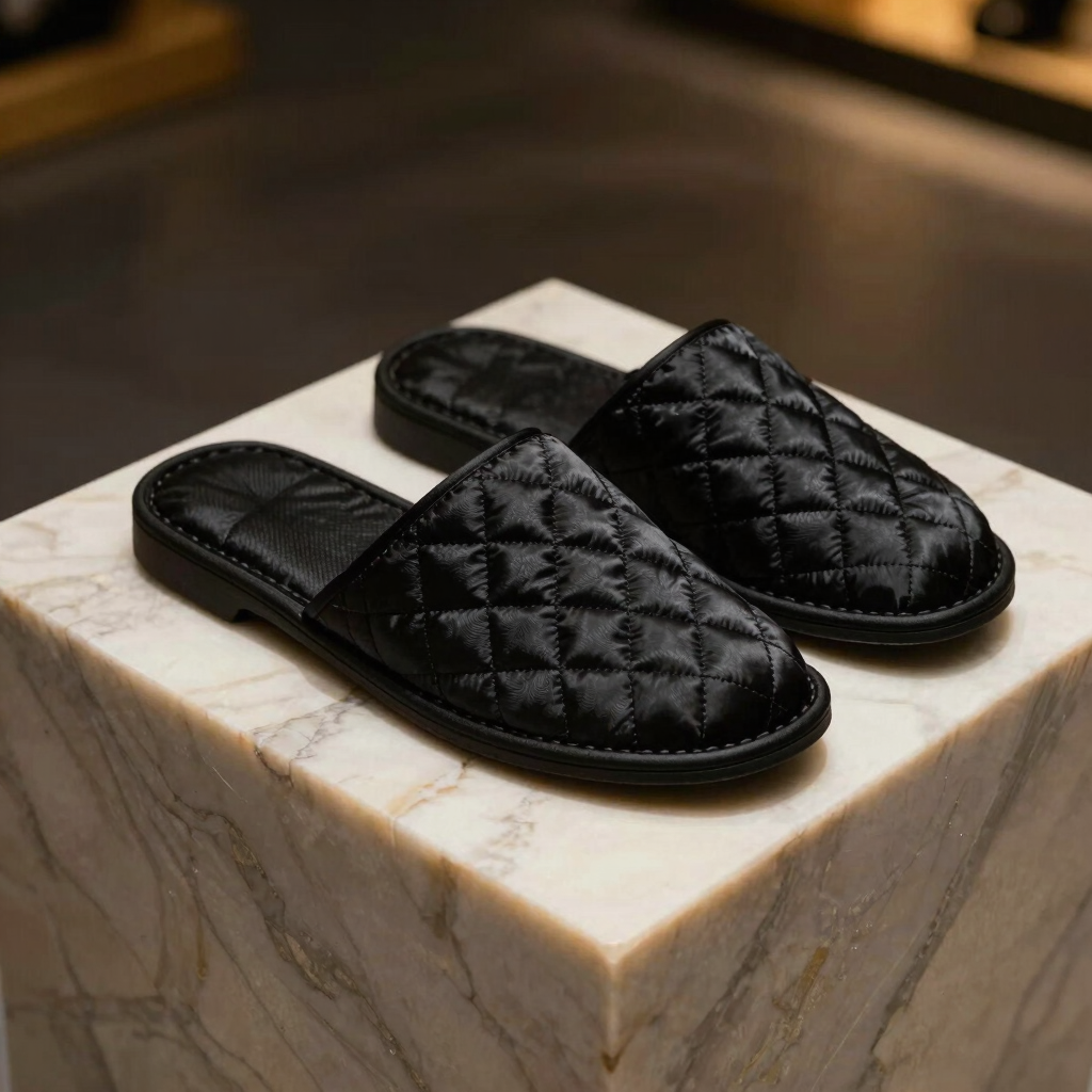 Quilted Silk Lounge Slippers