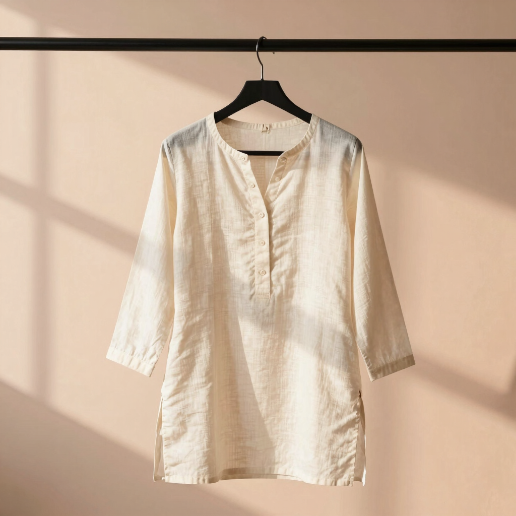 Sanskriti Ivory Kurti with Golden Zari