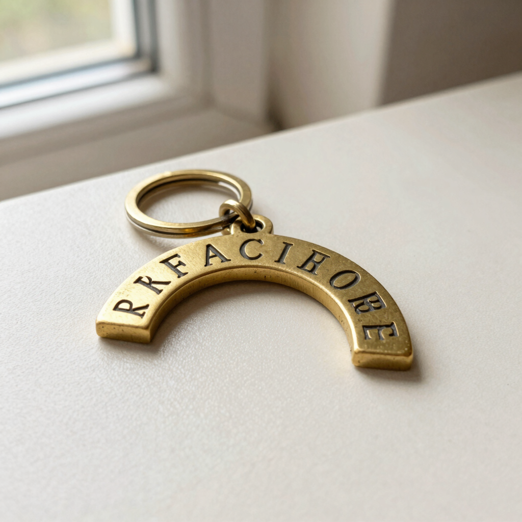 Engraved Brass Arch Keychain