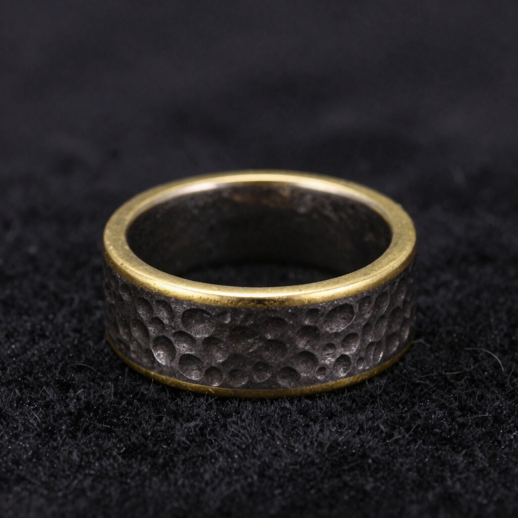 Iron & Oak Hammered Ring