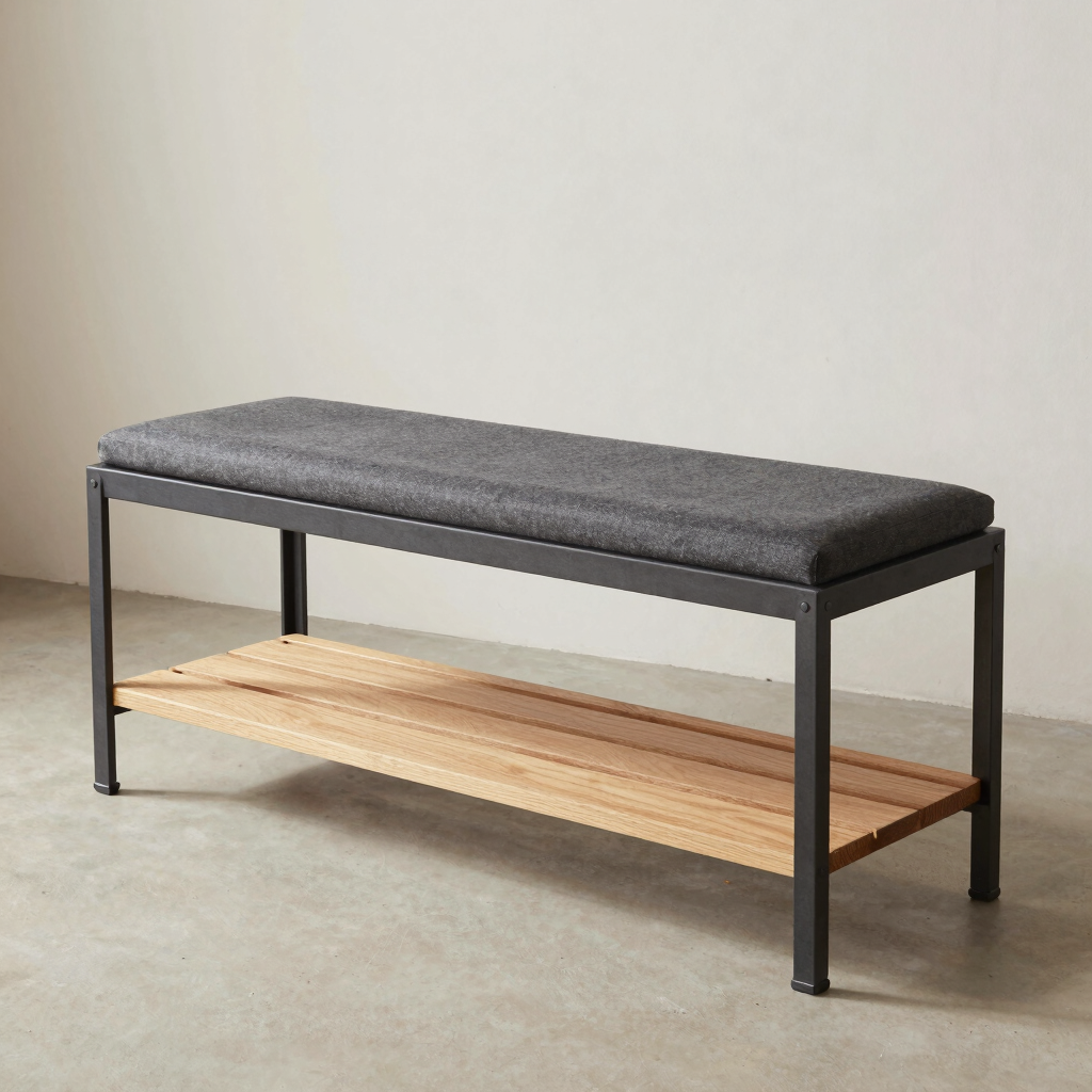 Frame Slatted Cushion Bench