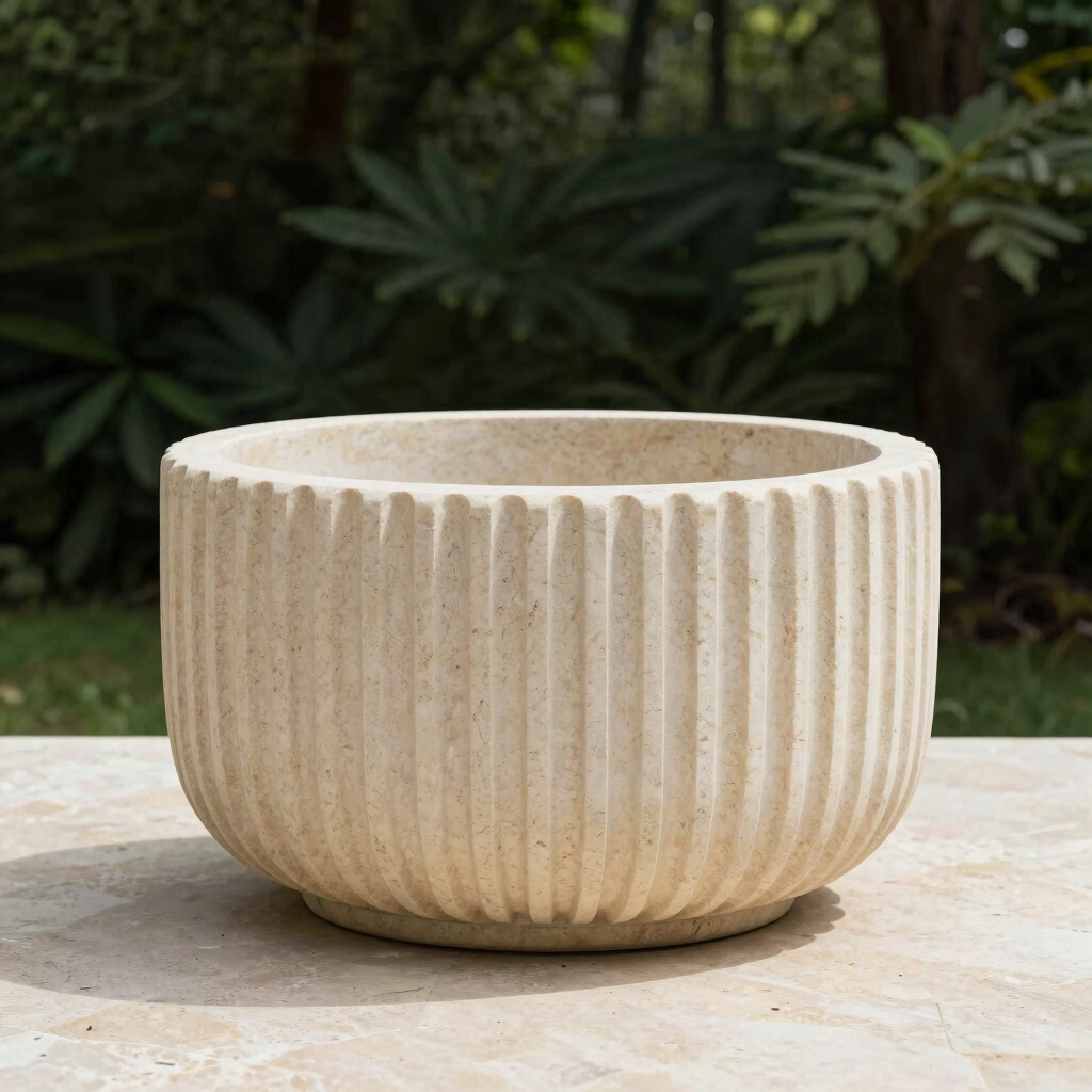 Ribbed Sandstone Thermal Planter