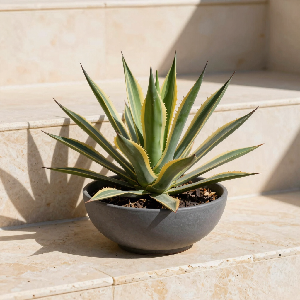 Sculptural Variegated Agave