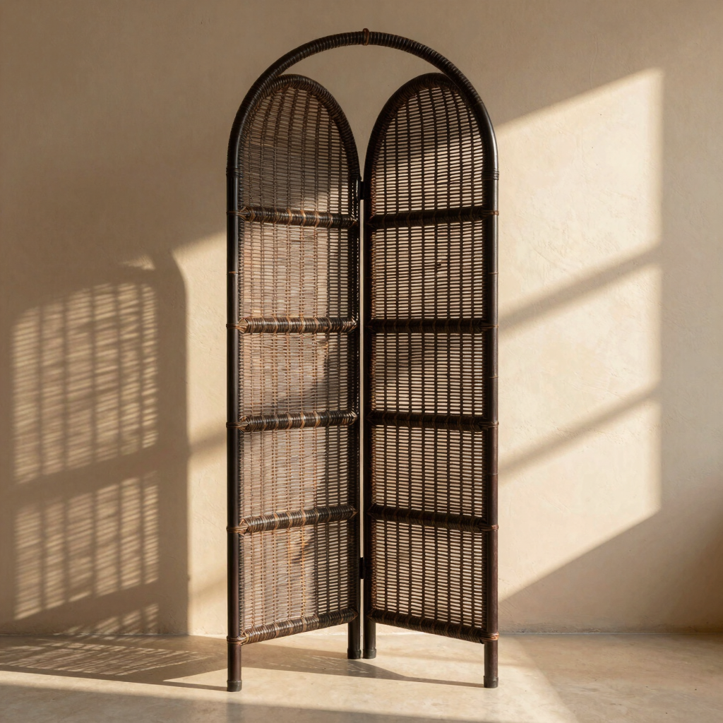 Arched Rattan Privacy Screen