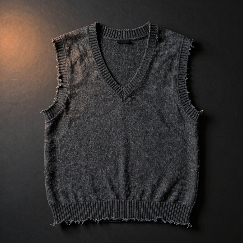 Gilet en Tricot Grunge - Anthracite