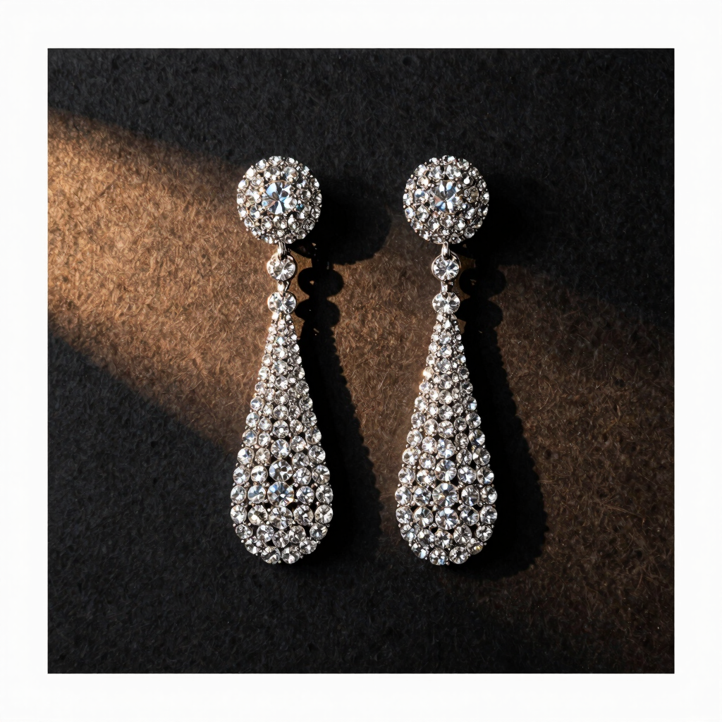 Rhinestone Fringe Drop Earrings