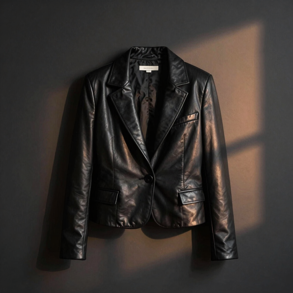 Cropped Vegan Leather Blazer