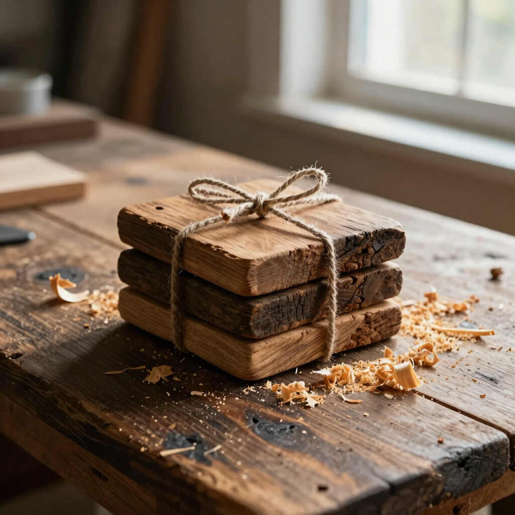 Reclaimed Barnwood Coaster Set