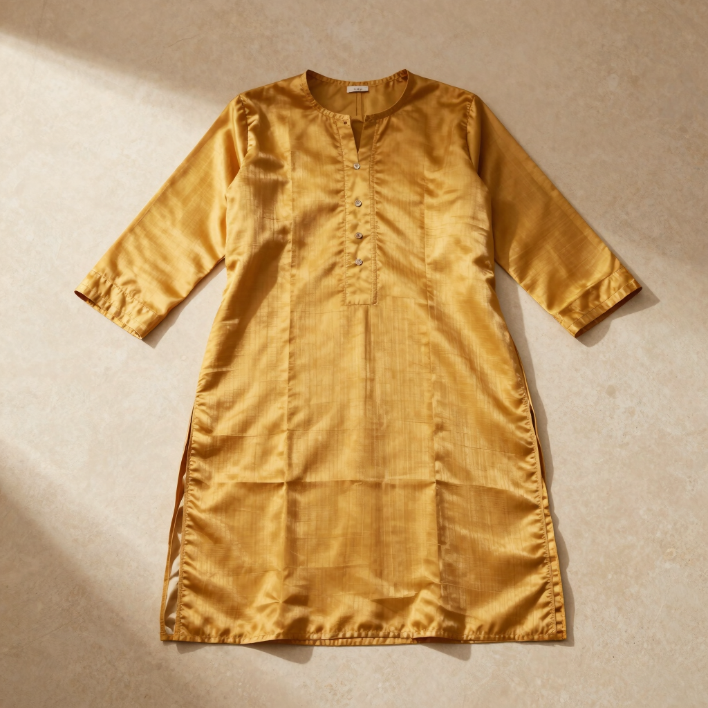 Ochre Tussar Silk Kurti