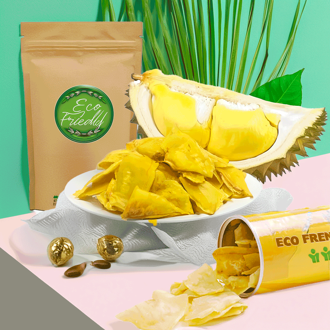 Fried crispy Durian chip from organic Durian farms.