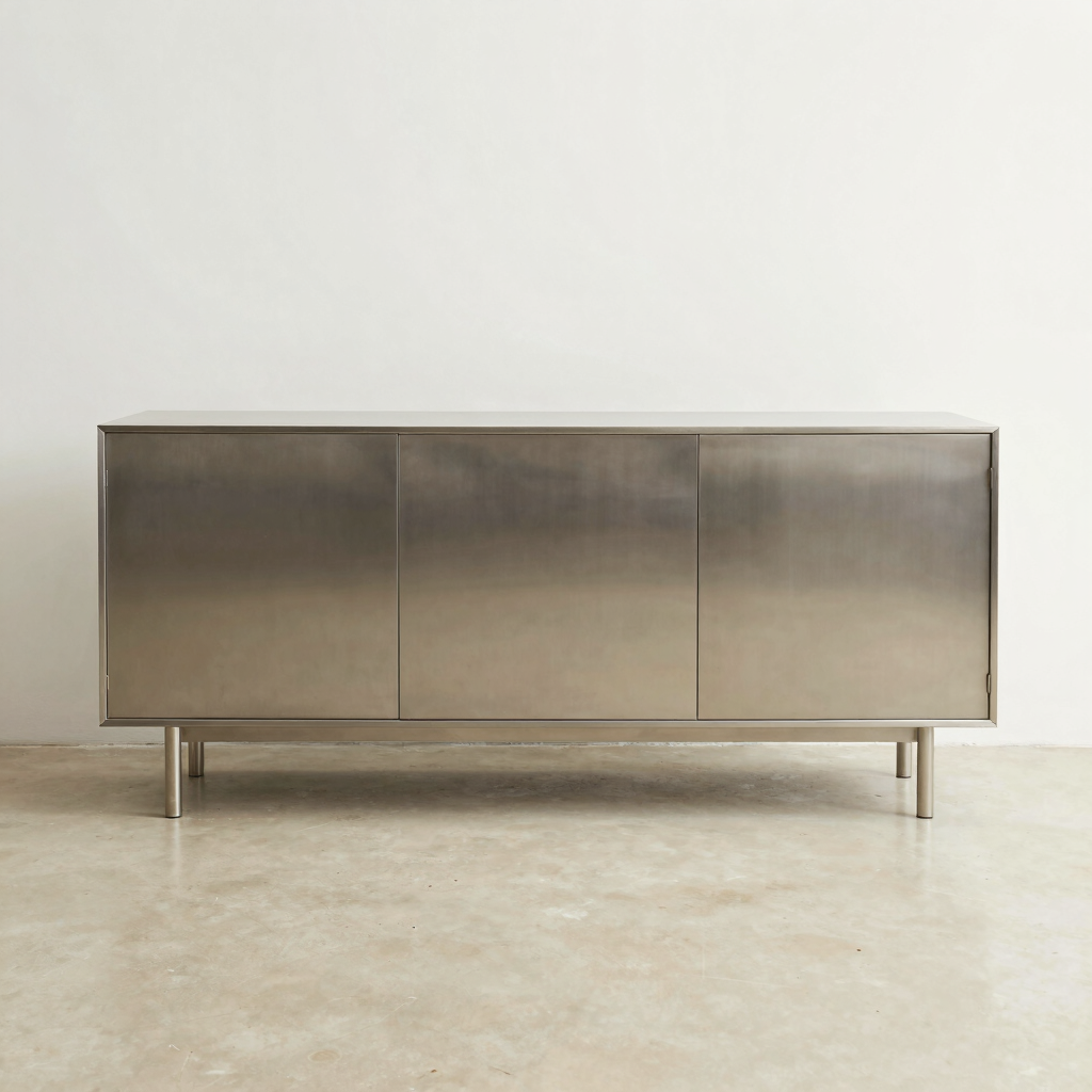 Kobe Brushed Steel Credenza