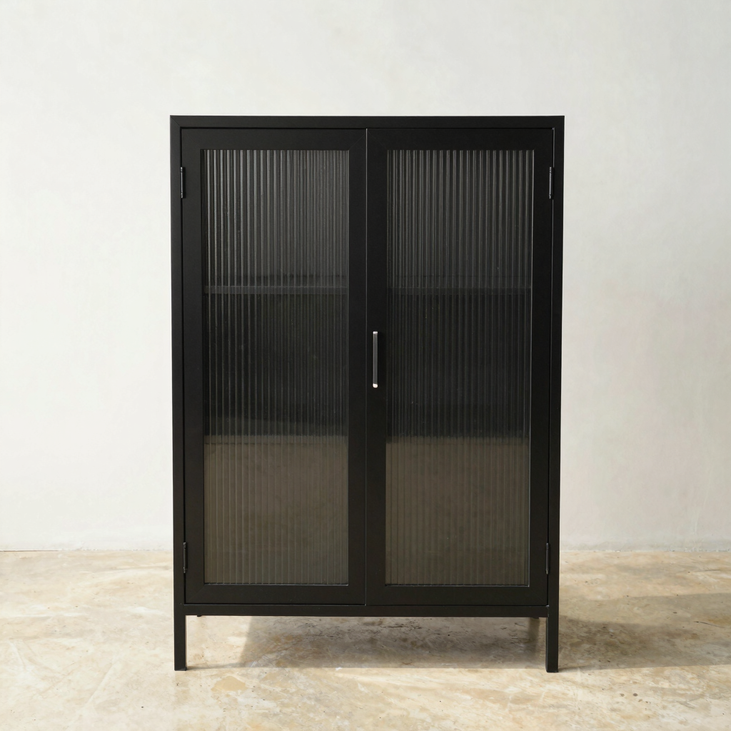 Vera Ribbed Glass Cabinet