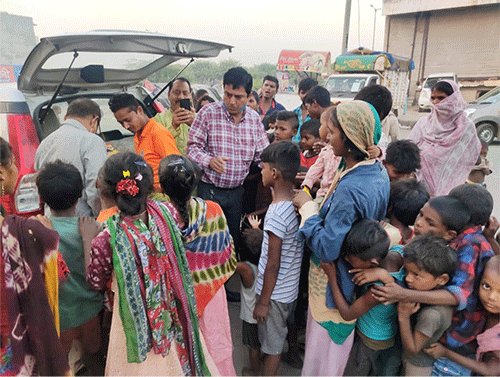 celebrating Diwali with poor child's