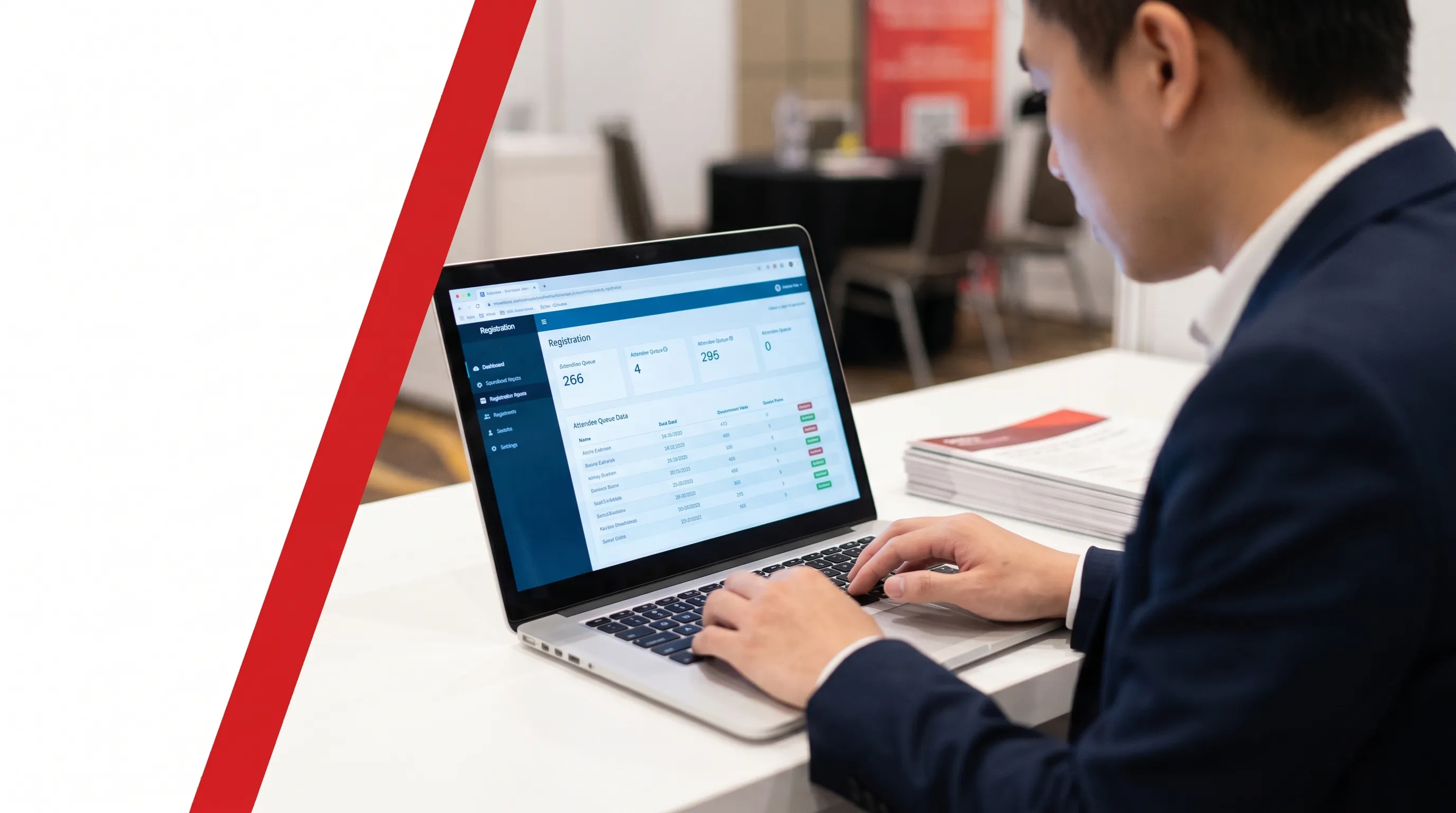 Event technology vendor demonstrating onsite registration system offline capability