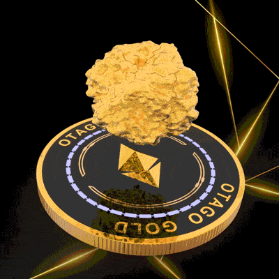a gold coin with a gold nugget on top of it