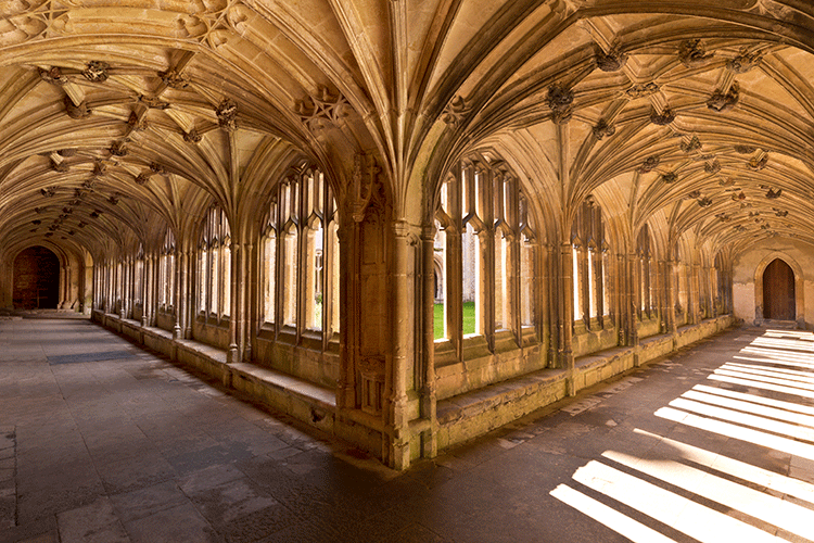 The cloisters at Laycock Abbey.
