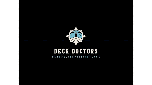 Deck Doctors logo featuring a lighthouse compass for deck remodel, repair, and replacement services.