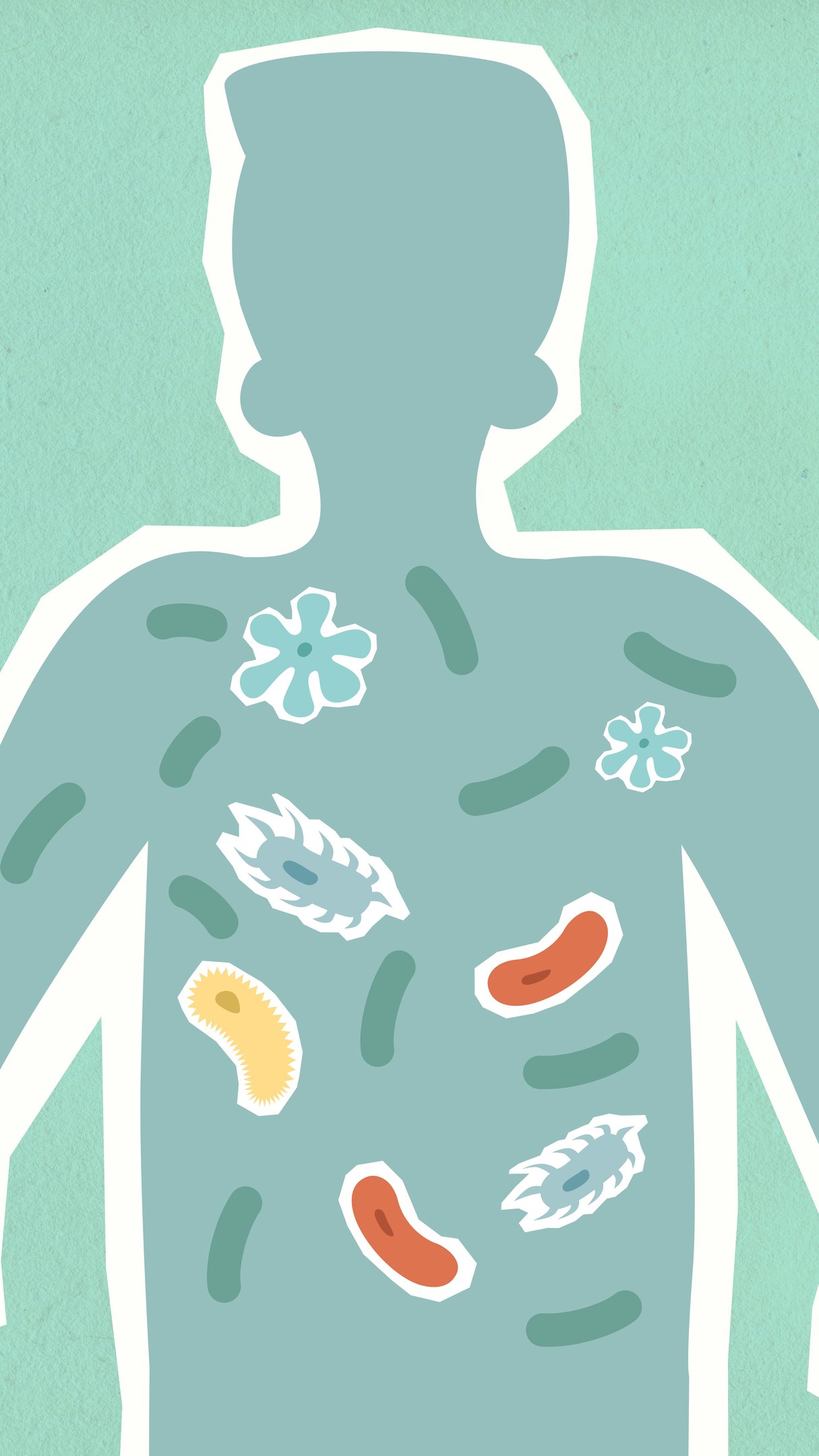 A healthy gut and its connection to physical fitness, represented by a person exercising