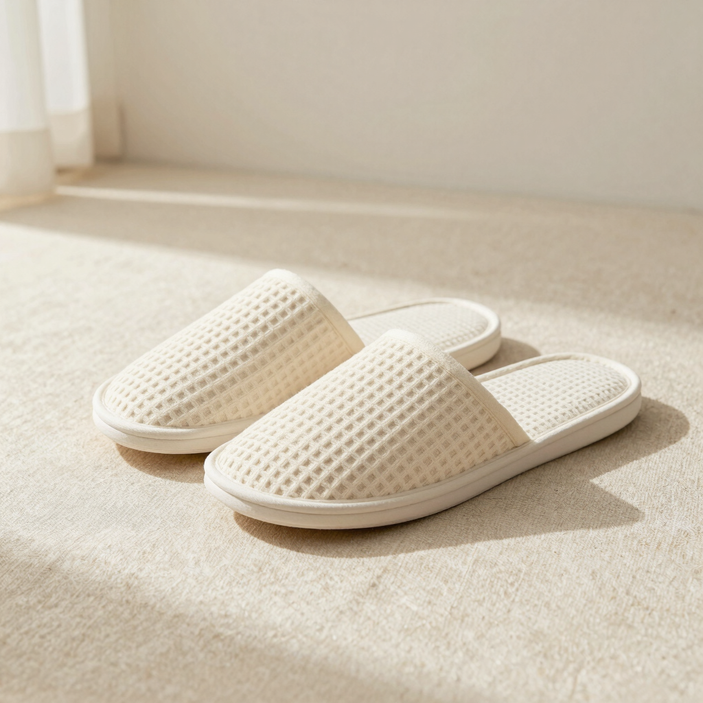 Classic Waffle-Weave Cotton Slippers