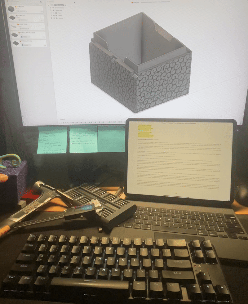 a person showcasing a 3d printed box