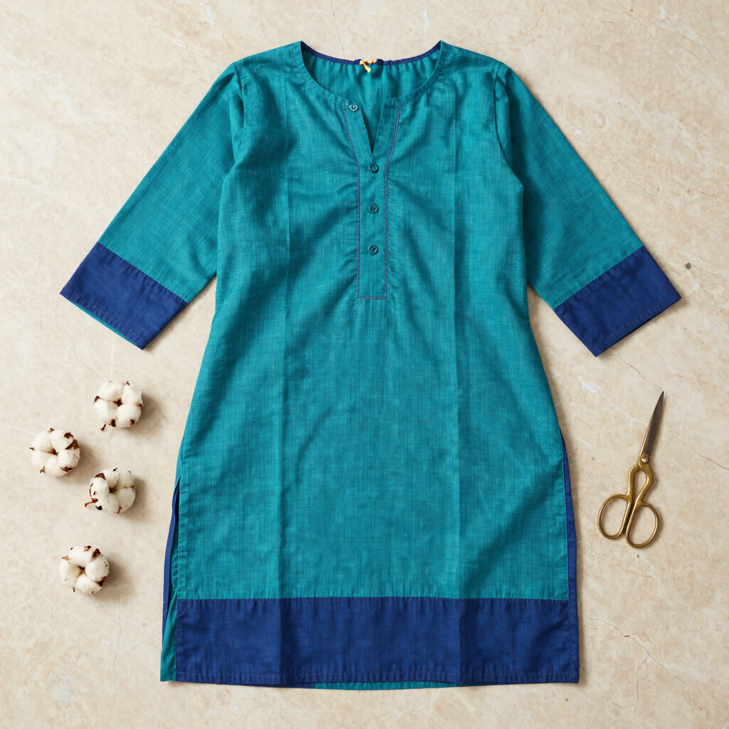 Charvi Teal Indigo Short Kurti
