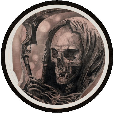 Tatuaggio realistico teschio di Horidoku 