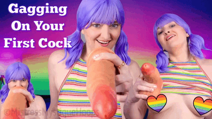 Gagging On Your First Cock gif with bisexual Domme Mistress Mystique Hoops
