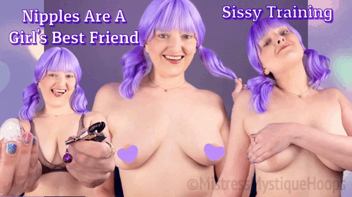 Nipples Are A Girl's Best Friend Sissy Training gif with Domme Mistress Mystique Hoops