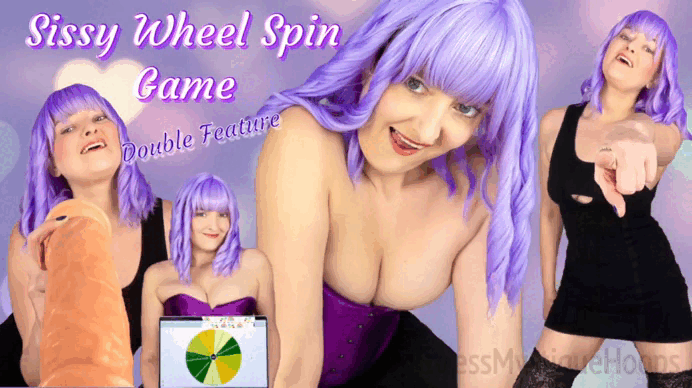 Sissy Wheel Spin Game Double Feature gif with Femdom Mistress Mystique Hoops