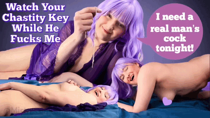 Watch Your Chastity Key While He Fucks Me gif with cuckoldress Mistress Mystique Hoops