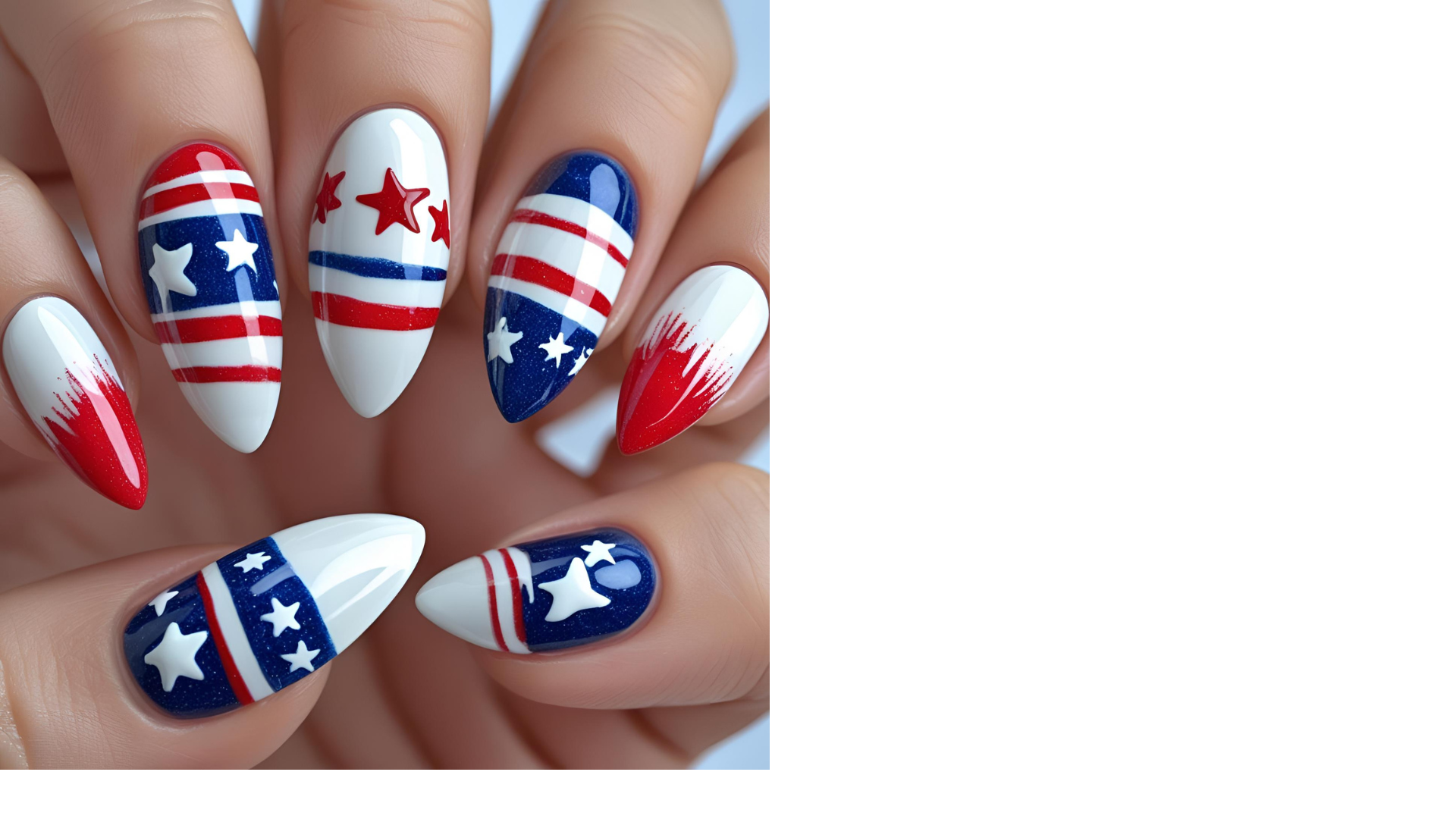 Navy & White Starry Tips 4th of July nail design 2025