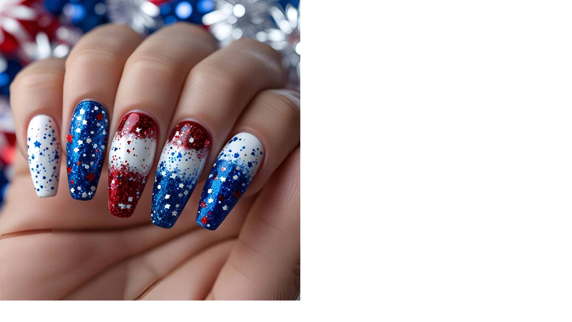 Red, White & Blue Chevron Nails 4th of July nail design 2025