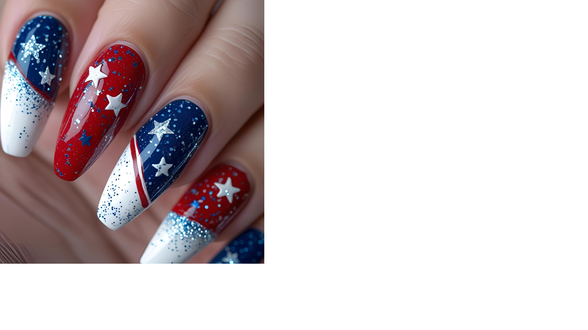 Milky Base with Star Accents 4th of July nail design 2025