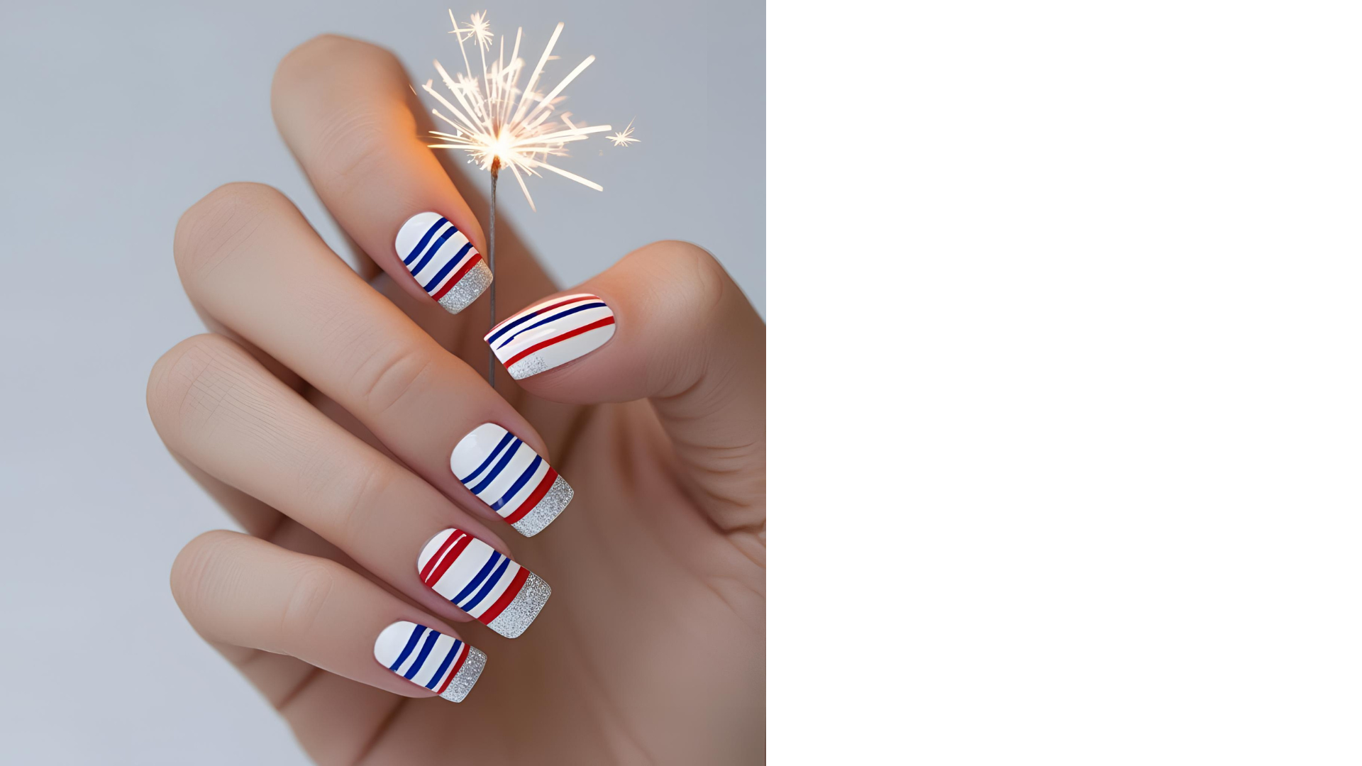 Red Blue Stripes Nails 4th of July nail design 2025