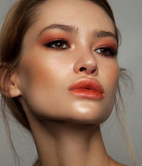 Bold Coral Lips Look