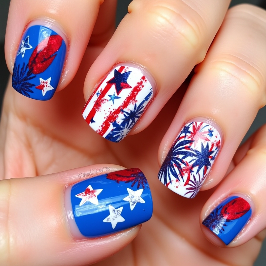 Sparkling Firework Nails