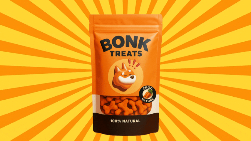 a bag of dog treats with a bag of treats