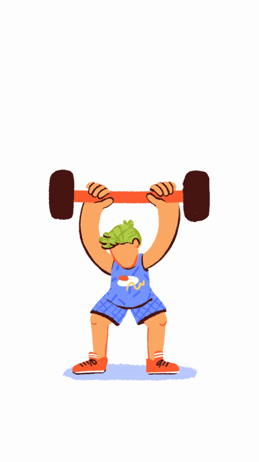 a guy lifting weights over a smiley face