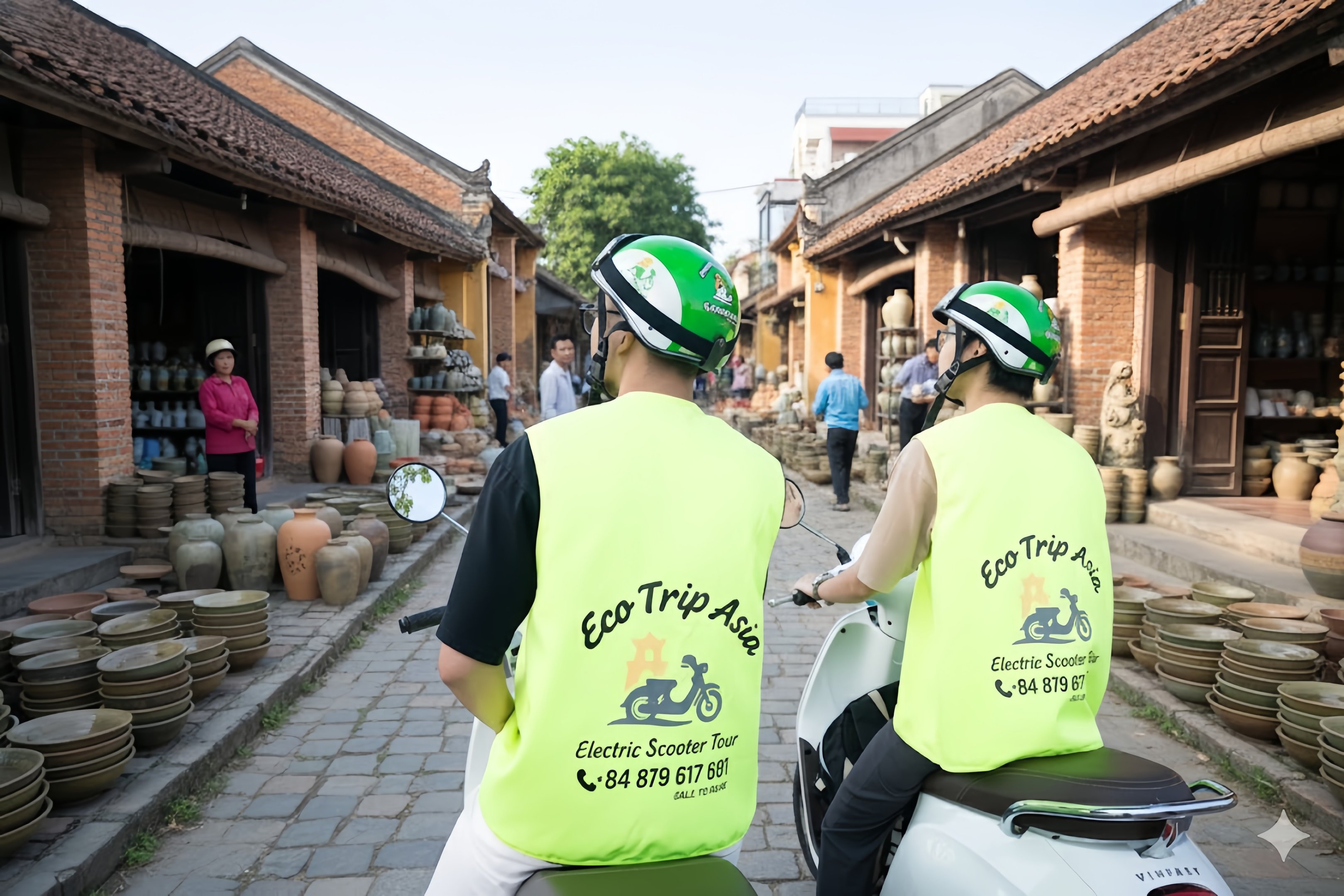 Hanoi things to do Bat Trang pottery e scooter tour
