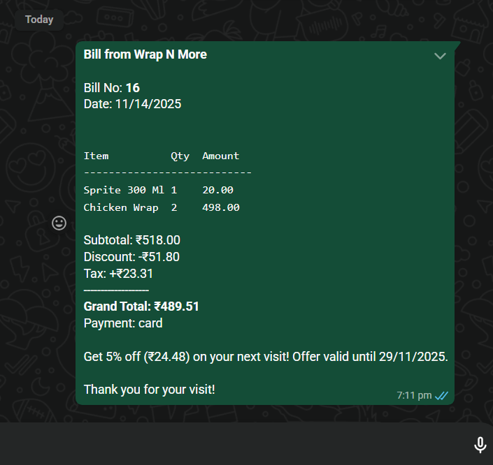 WhatsApp Invoice Example